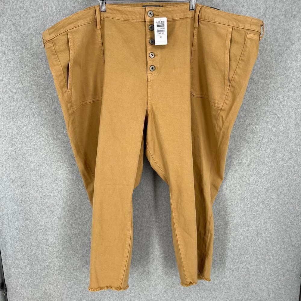 Torrid High Rise Straight Tan Jeans Size 28 Short Khaki Button Fly Utility NEW
